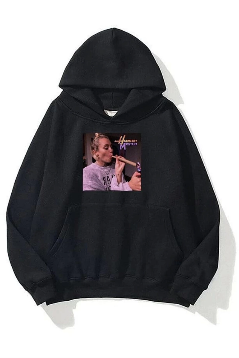 Unisex Hannah Montana Sweatshirt Hoodie Siyah