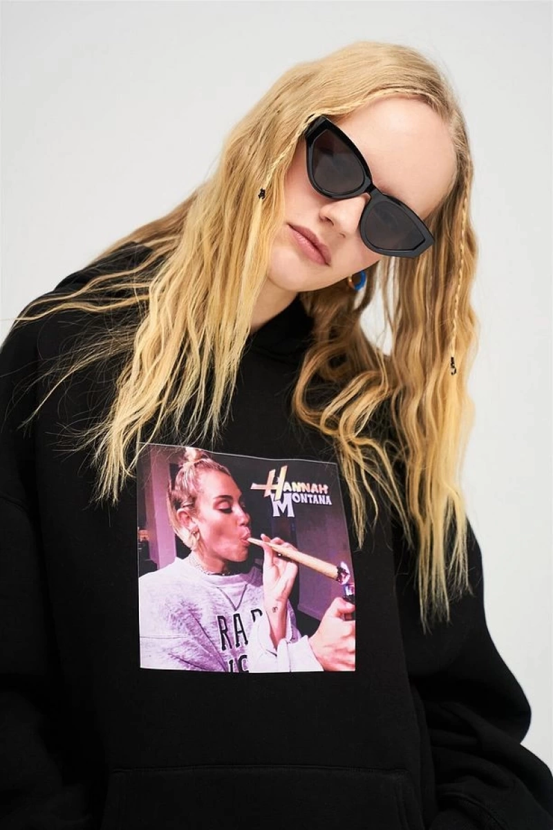 Unisex Hannah Montana Sweatshirt Hoodie Siyah