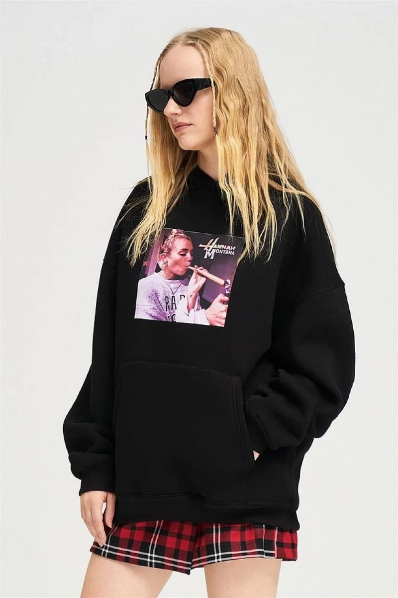 Unisex Hannah Montana Sweatshirt Hoodie Siyah