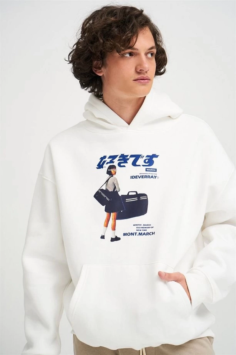 Unisex Harajuku Girl Beyaz Sweatshirt Beyaz