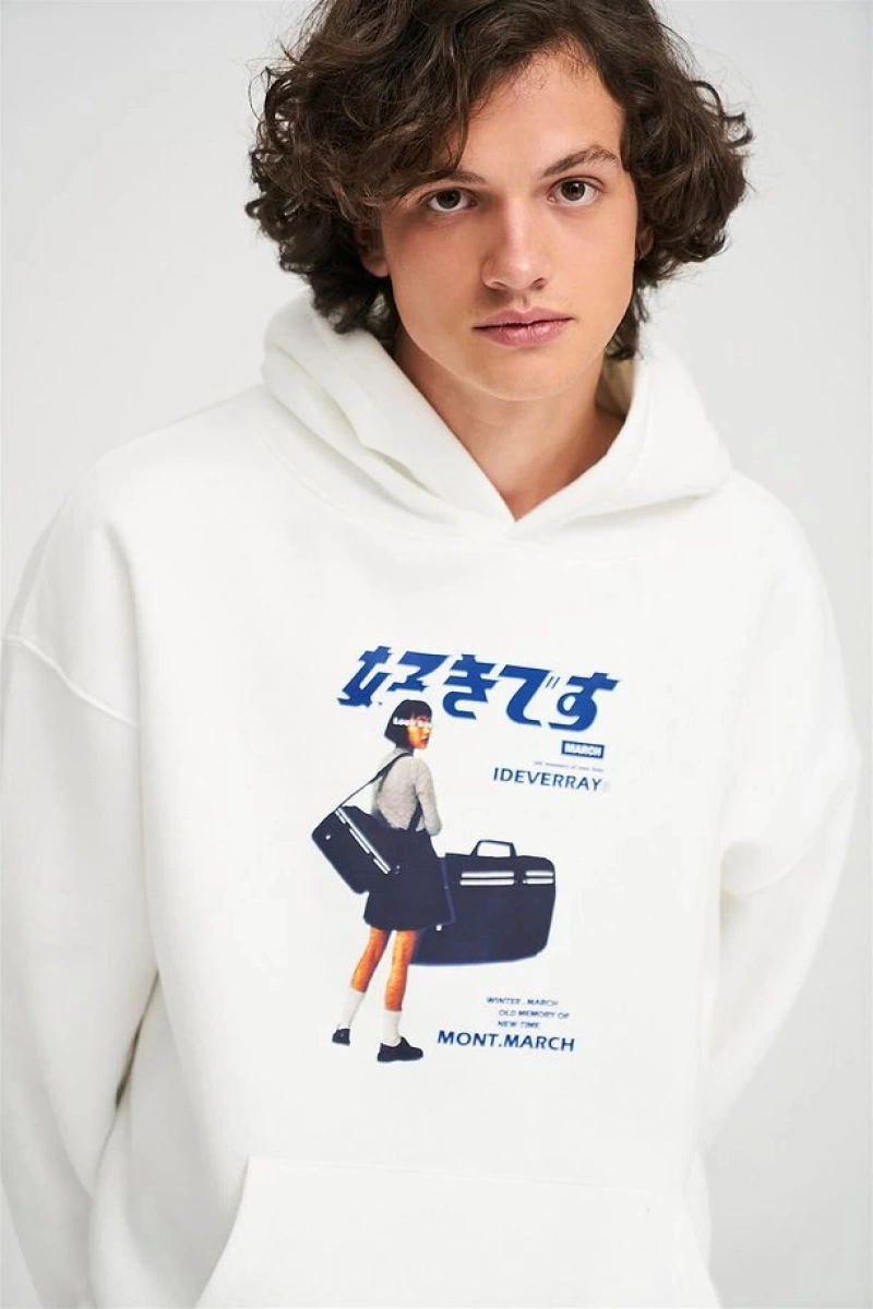 Unisex Harajuku Girl Beyaz Sweatshirt Beyaz