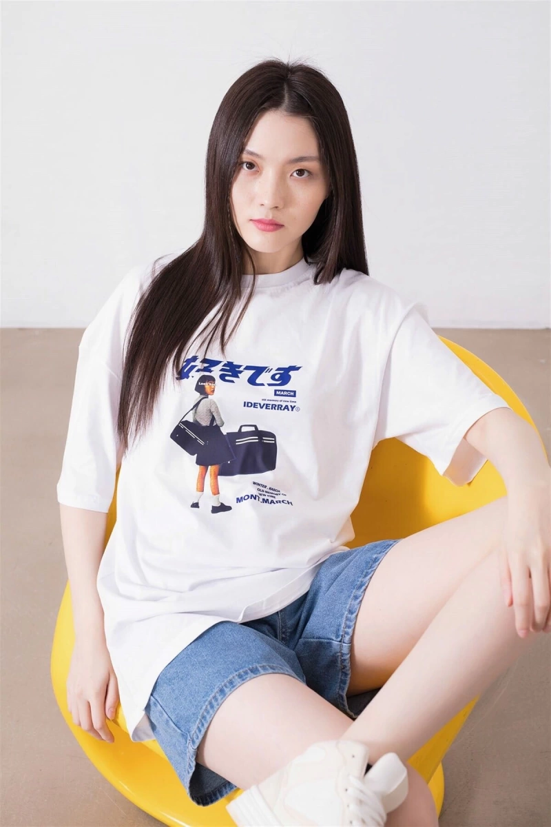 Unisex Harajuku Girl Beyaz Tshirt
