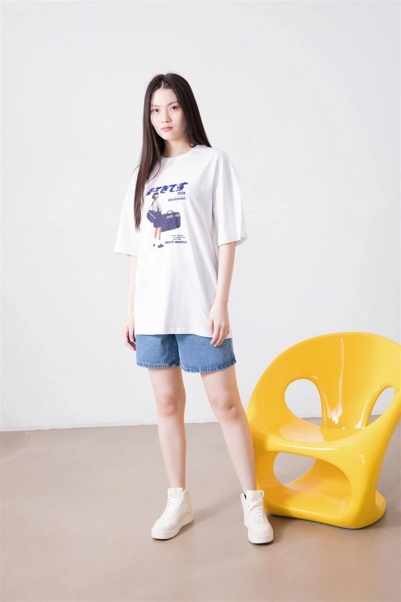 Unisex Harajuku Girl Beyaz Tshirt