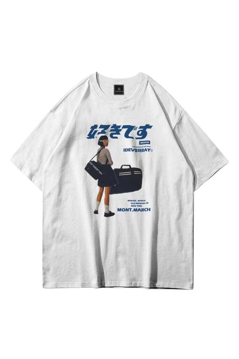 Unisex Harajuku Girl Beyaz Tshirt