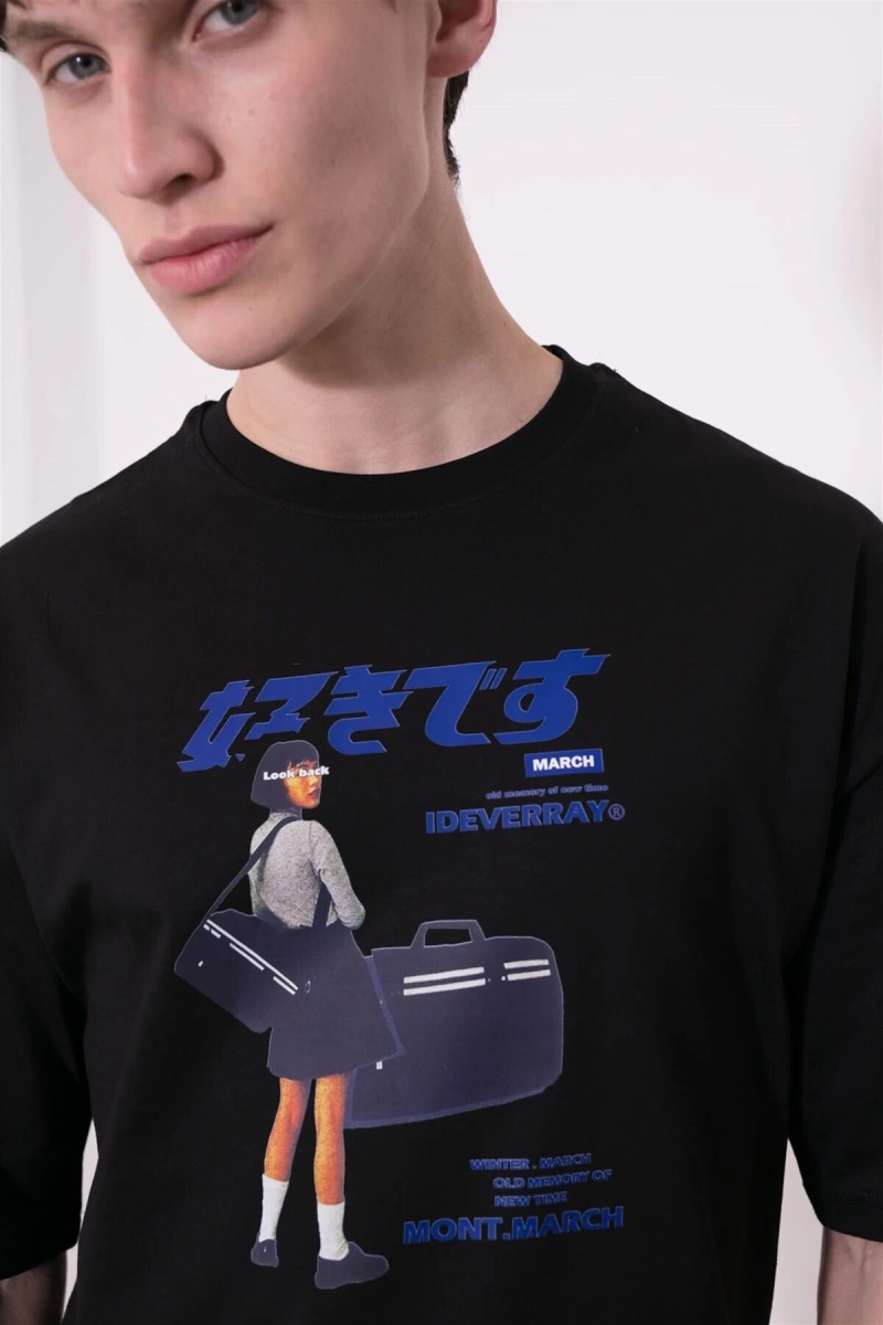 Unisex Harajuku Girl Siyah Tshirt