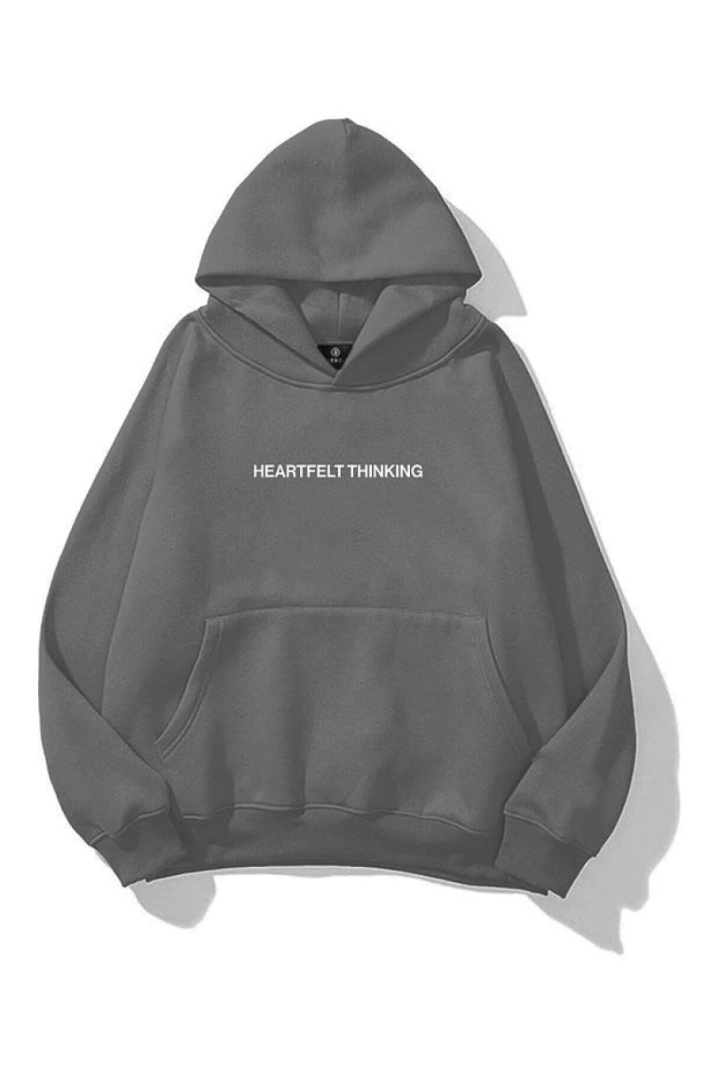 Unisex Heartfelt Thinking Sweatshirt Gri