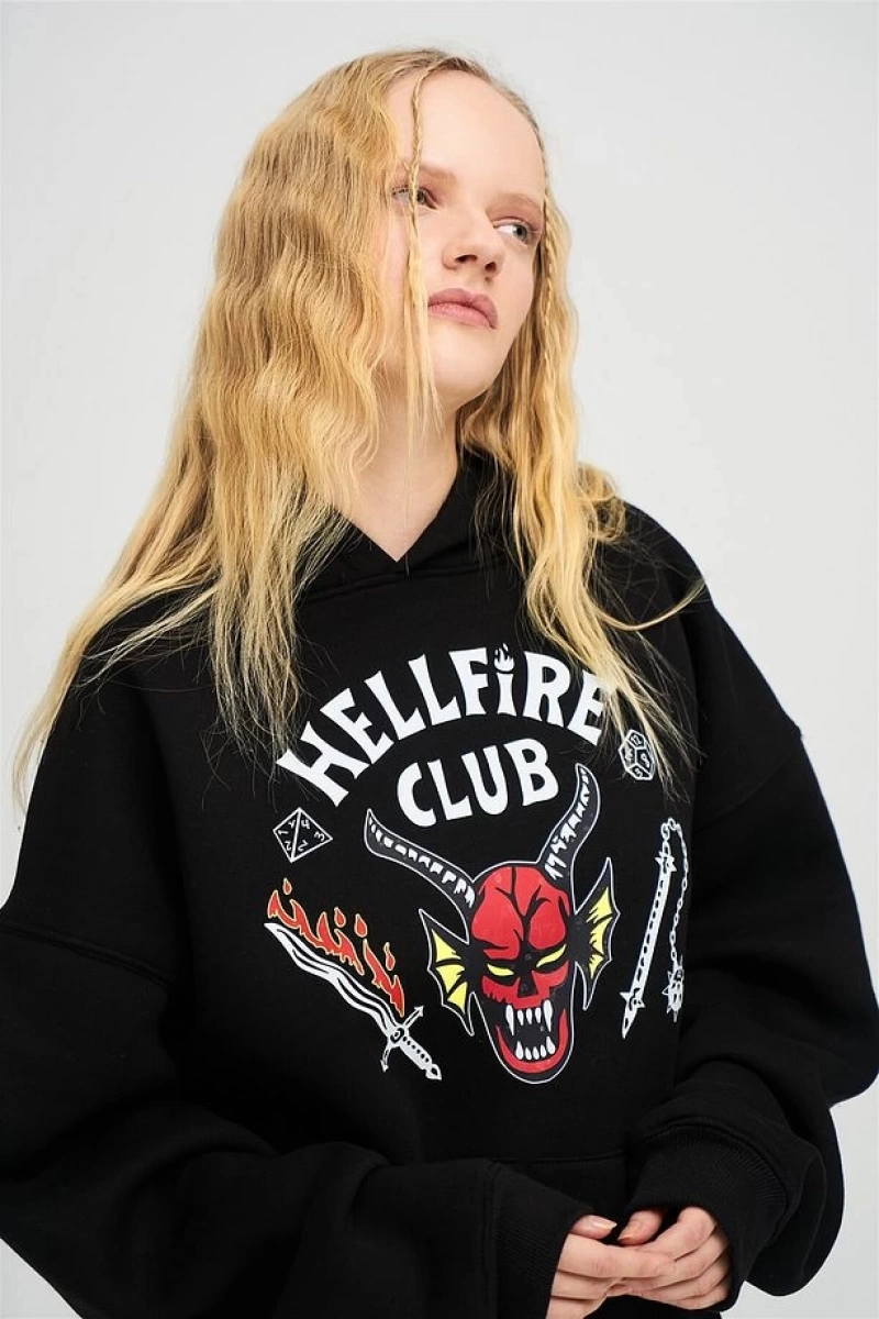 Unisex Hell Fire Club Sweatshirt Hoodie Beyaz