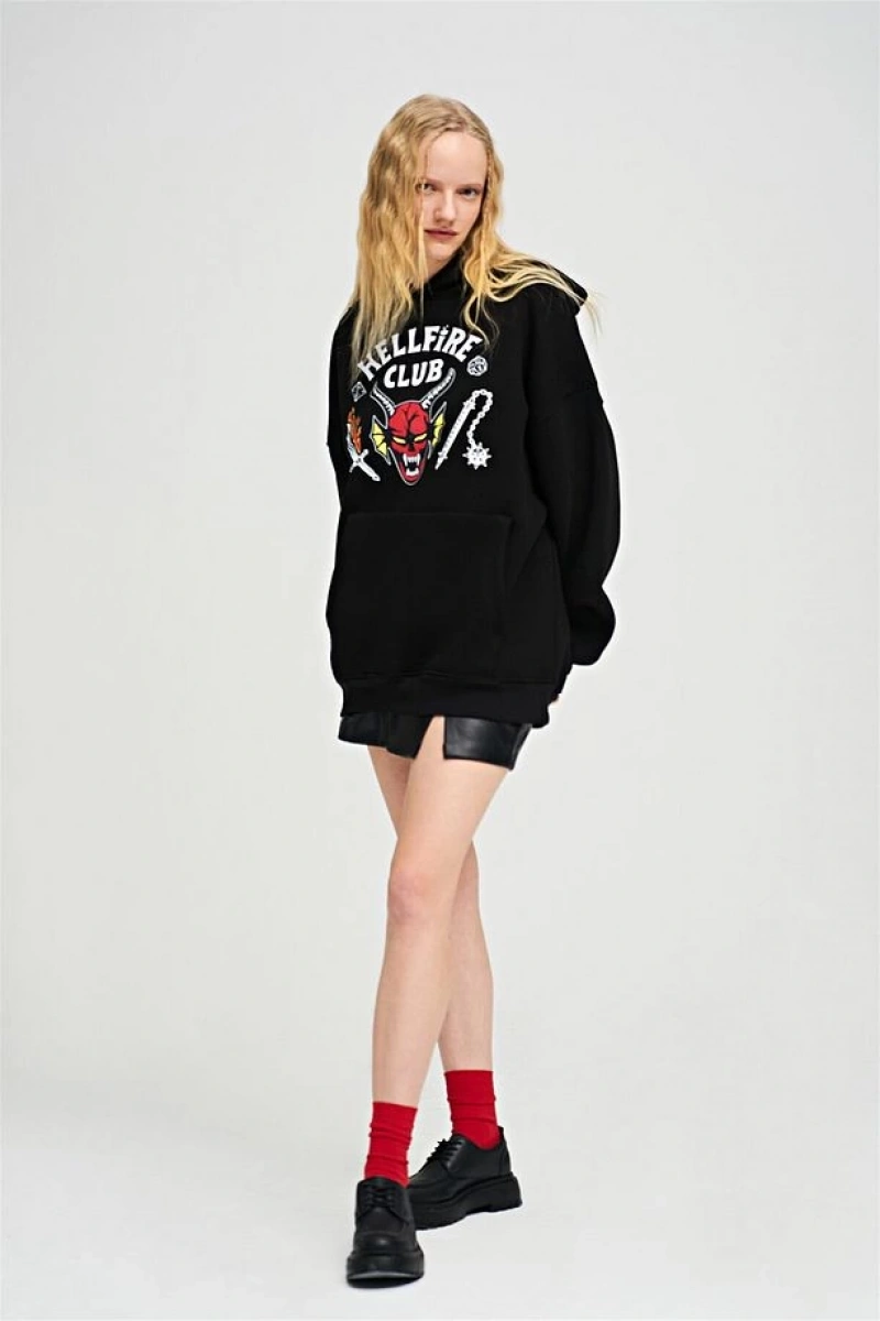 Unisex Hell Fire Club Sweatshirt Hoodie Beyaz