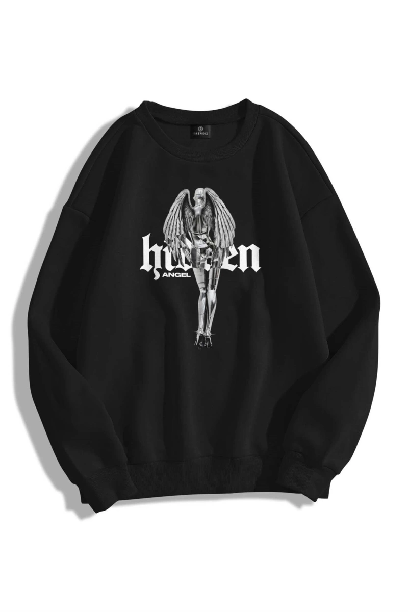 Unisex Hidden Bisiklet Yaka Sweatshirt