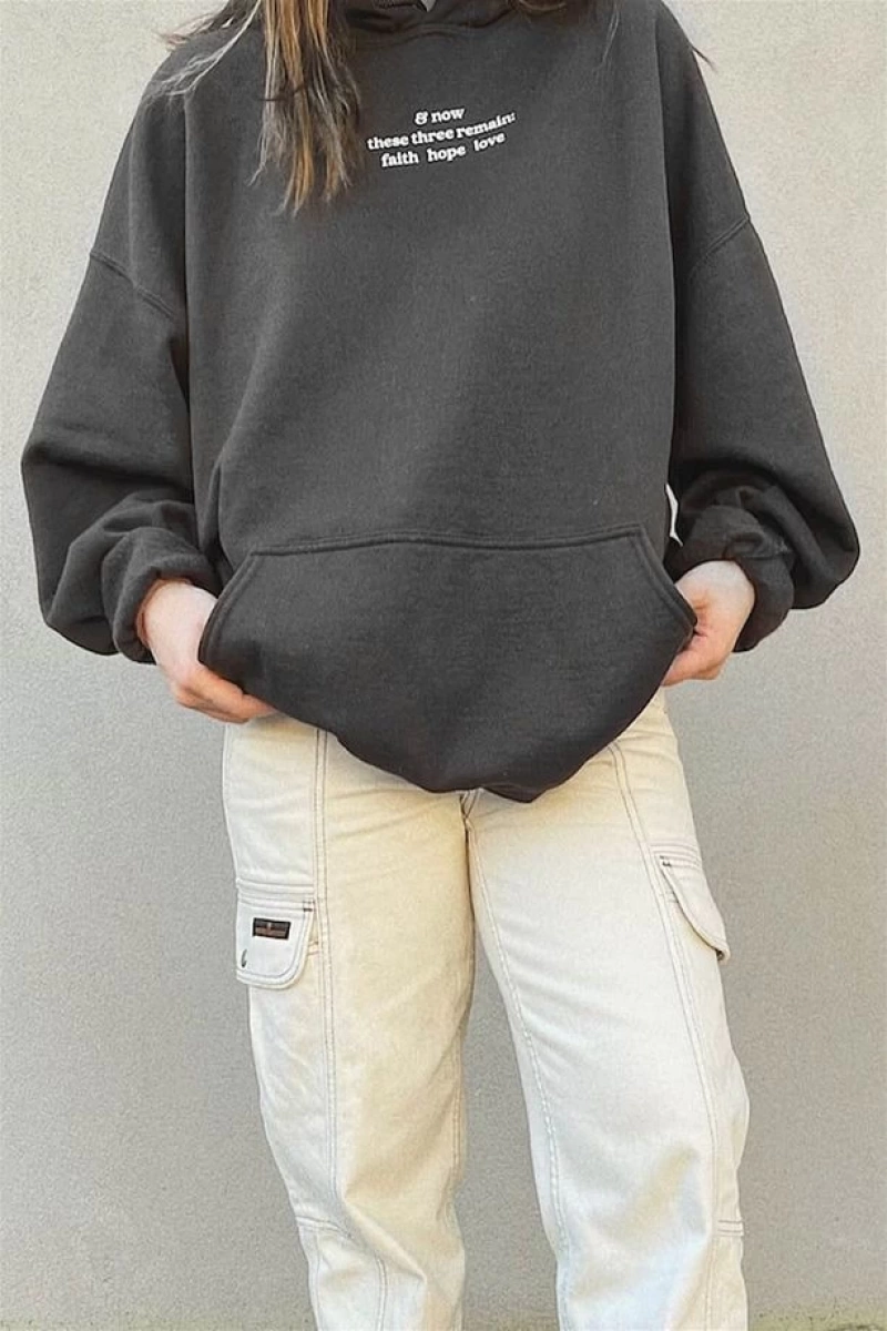 Unisex Hope Love Antrasit Sweatshirt Gri