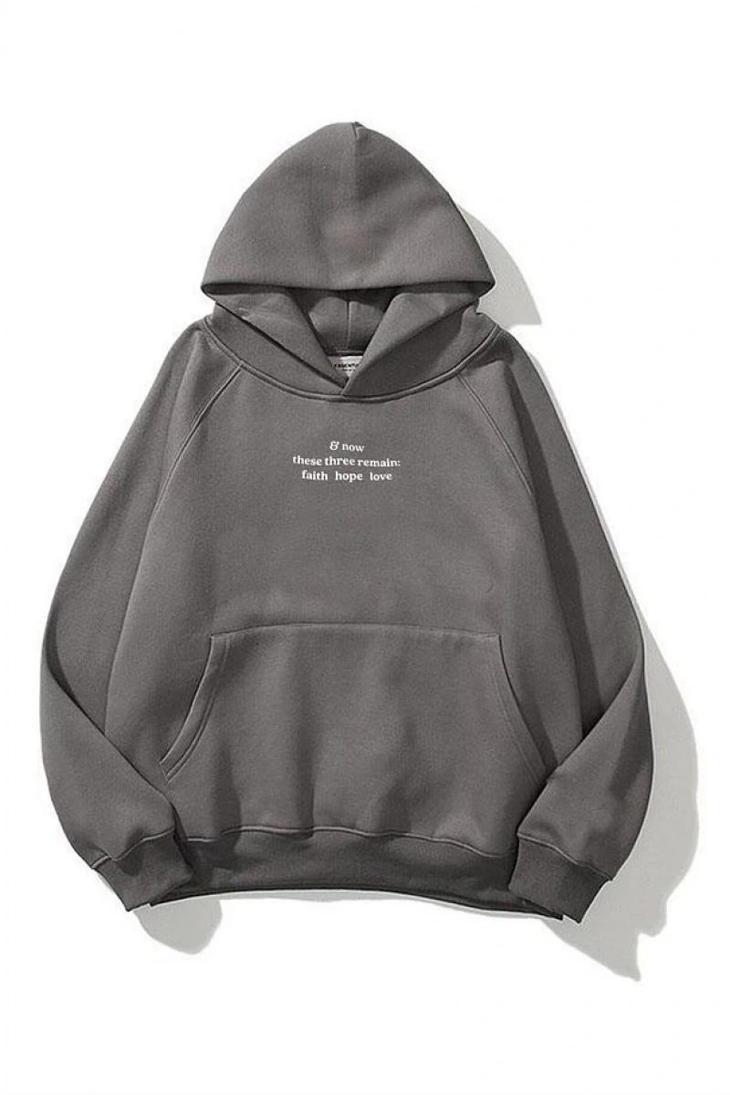 Unisex Hope Love Antrasit Sweatshirt Gri