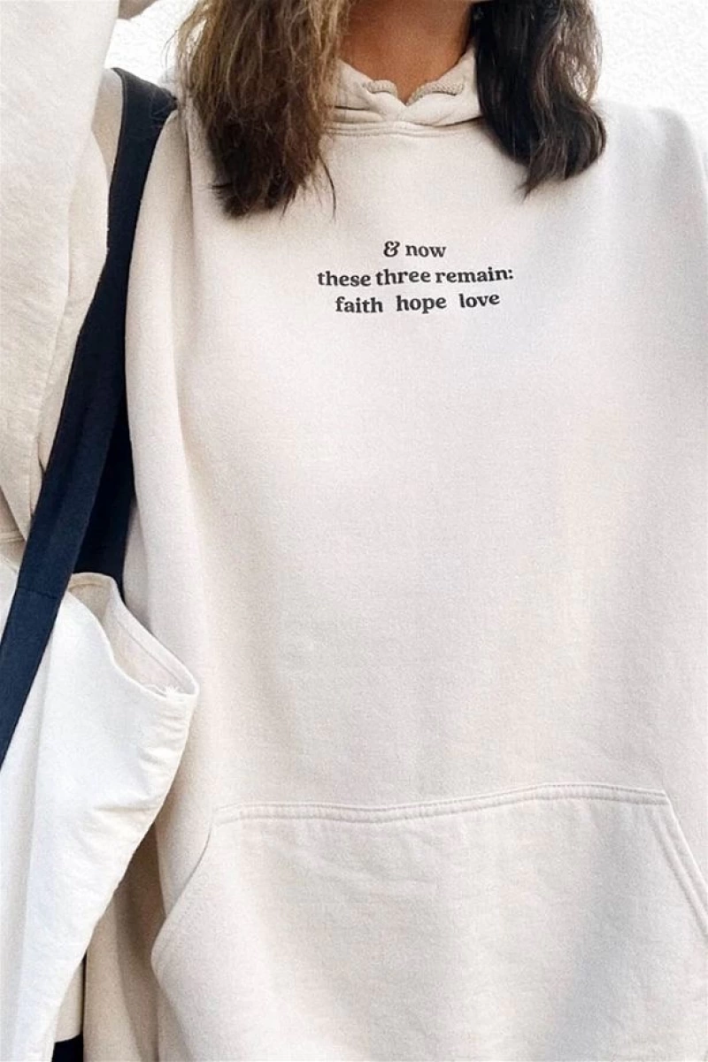 Unisex Hope Love Antrasit Sweatshirt Gri