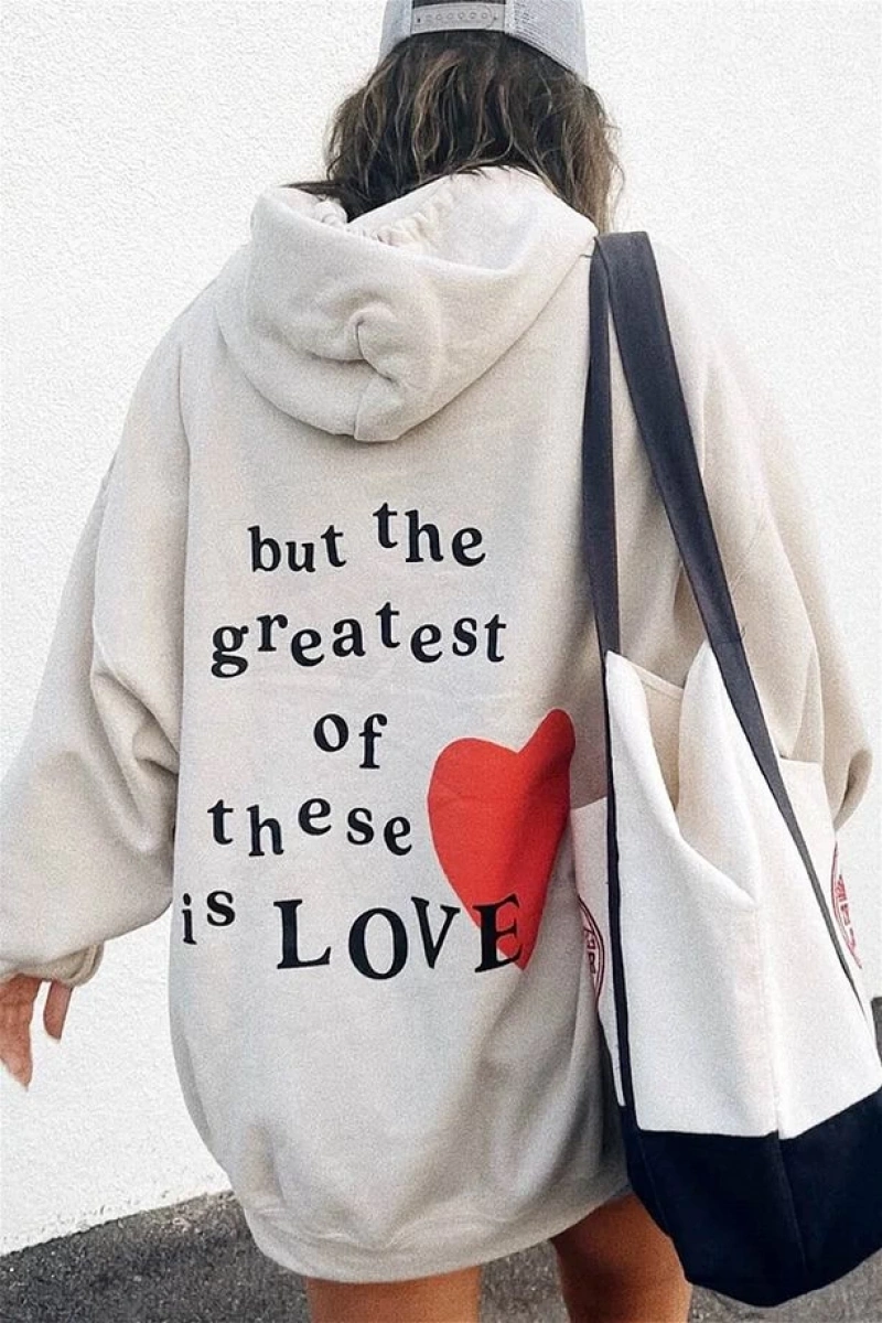 Unisex Hope Love Antrasit Sweatshirt Gri