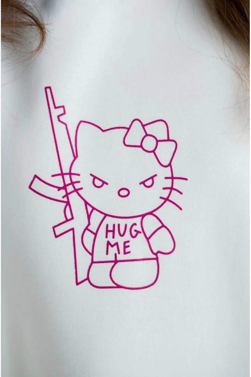 Unisex Hug Me Sweatshirt Hoodie Beyaz