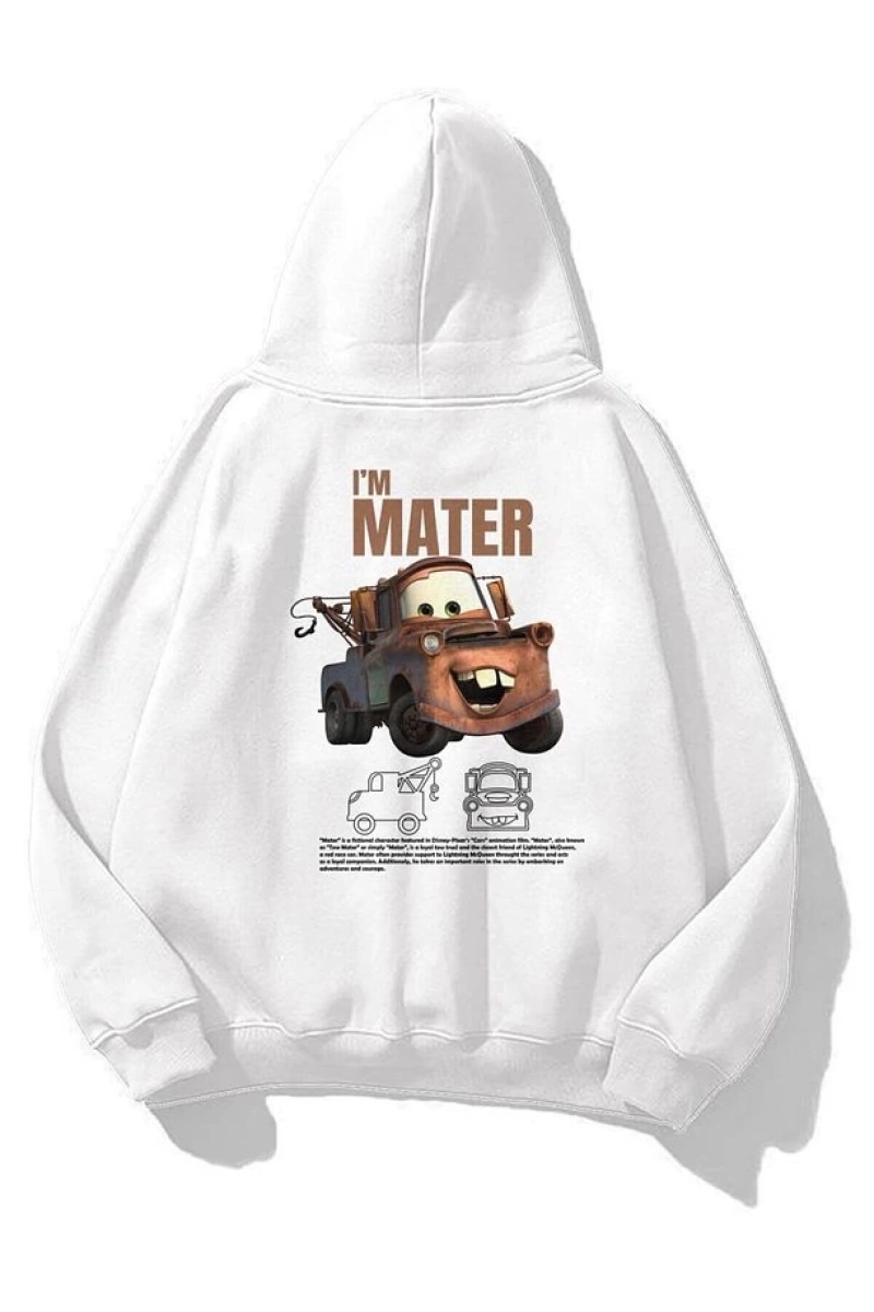 Unisex Im Sally Cars Sweatshirt Beyaz