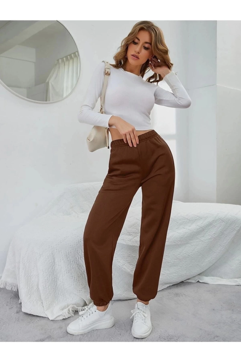 Unisex Jogger Kahverengi Rahat Giyim Eşofman