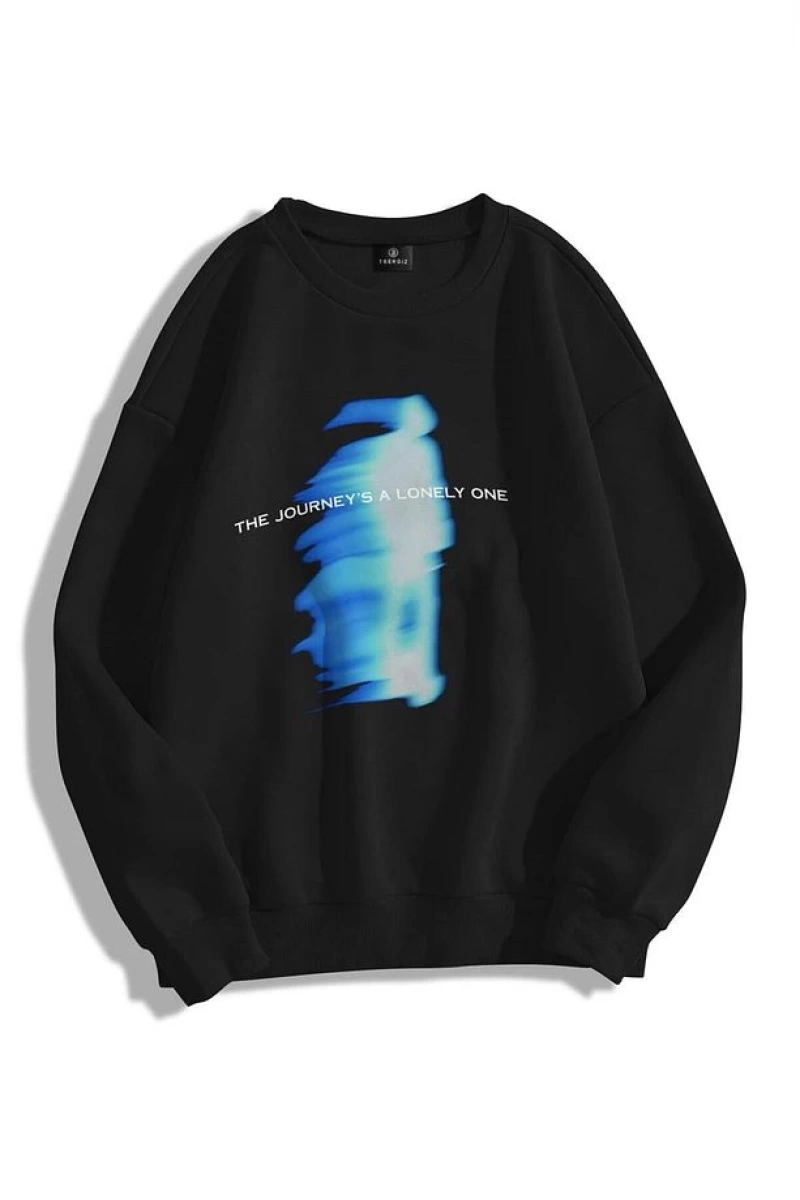 Unisex Journey Bisiklet Yaka Sweatshirt Hoodie Siyah