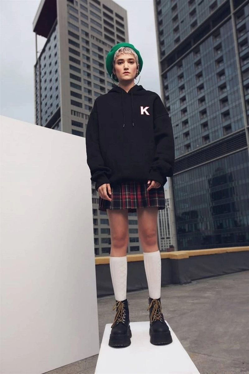Unisex K Harfli Siyah Sweatshirt Siyah