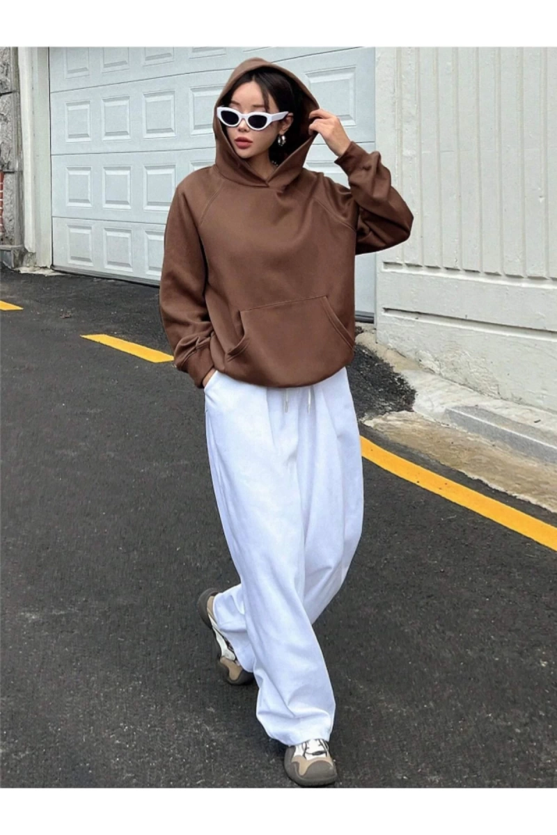 Unisex Kadın/Erkek COURAGEOUS Özel Baskılı Oversize Kapüşonlu Sweatshirt