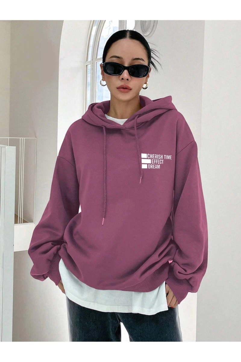 Unisex Kadın/Erkek DAZY Kpop Mektup Grafik Damla Omuz İpli Kapüşonlu Üst