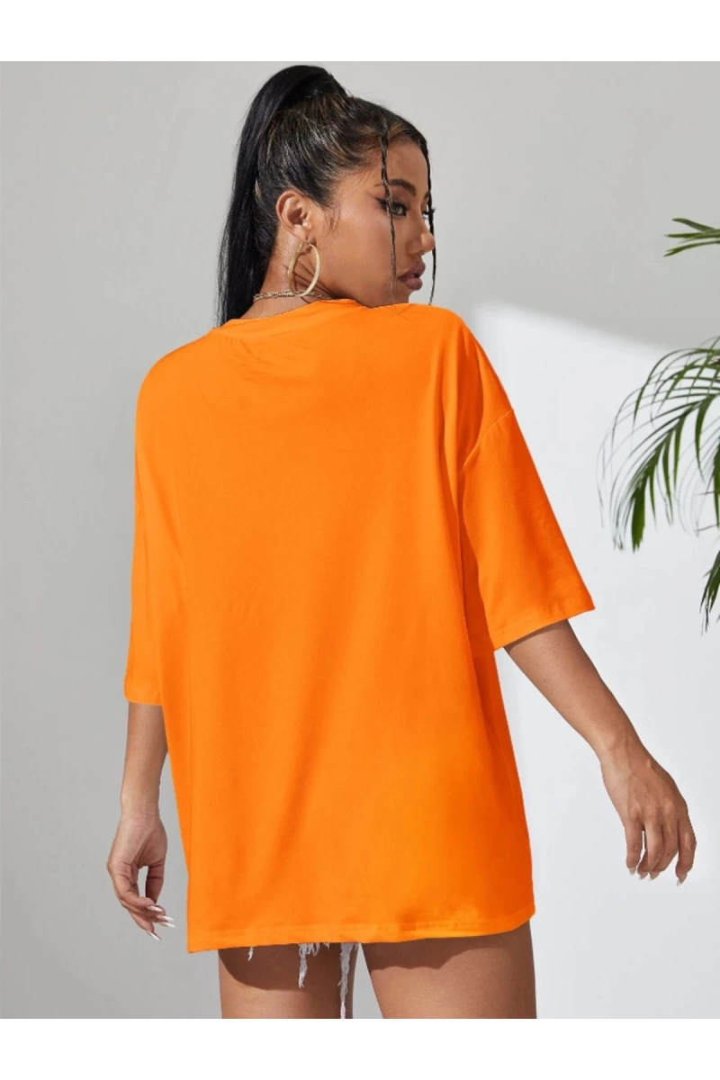 Unisex Kadın/Erkek Düz Renkli Özel Baskılı Oversize Pamuk Penye Bisiklet Yaka T-Shirt