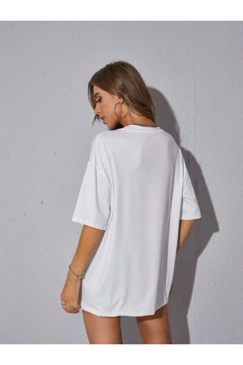 Unisex Kadın/Erkek Düz Renkli Özel Baskılı Oversize Pamuk Penye Bisiklet Yaka T-Shirt