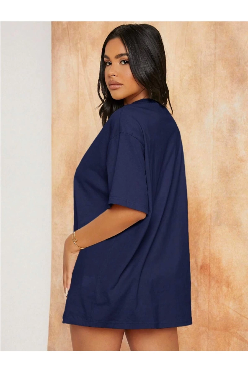 Unisex Kadın/Erkek Düz Renkli Özel Baskılı Oversize Pamuk Penye Bisiklet Yaka T-Shirt