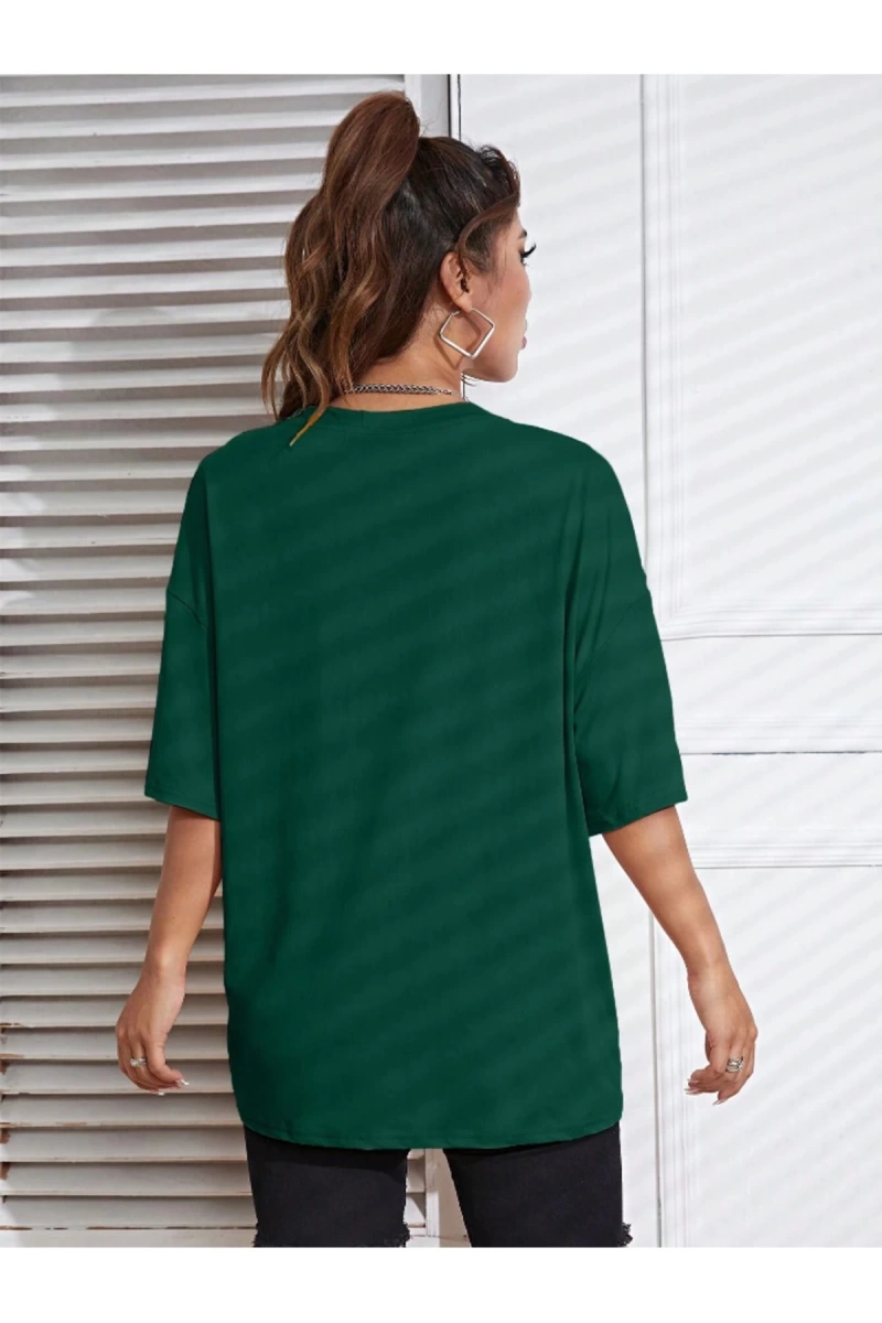 Unisex Kadın/Erkek Düz Renkli Özel Baskılı Oversize Pamuk Penye Bisiklet Yaka T-Shirt