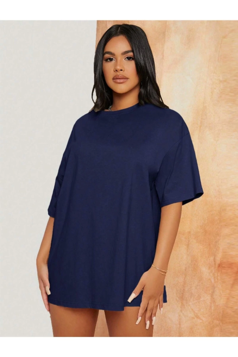 Unisex Kadın/Erkek Düz Renkli Özel Baskılı Oversize Pamuk Penye Bisiklet Yaka T-Shirt