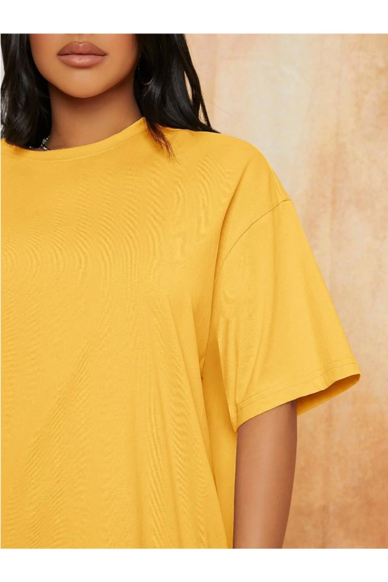 Unisex Kadın/Erkek Düz Renkli Özel Baskılı Oversize Pamuk Penye Bisiklet Yaka T-Shirt