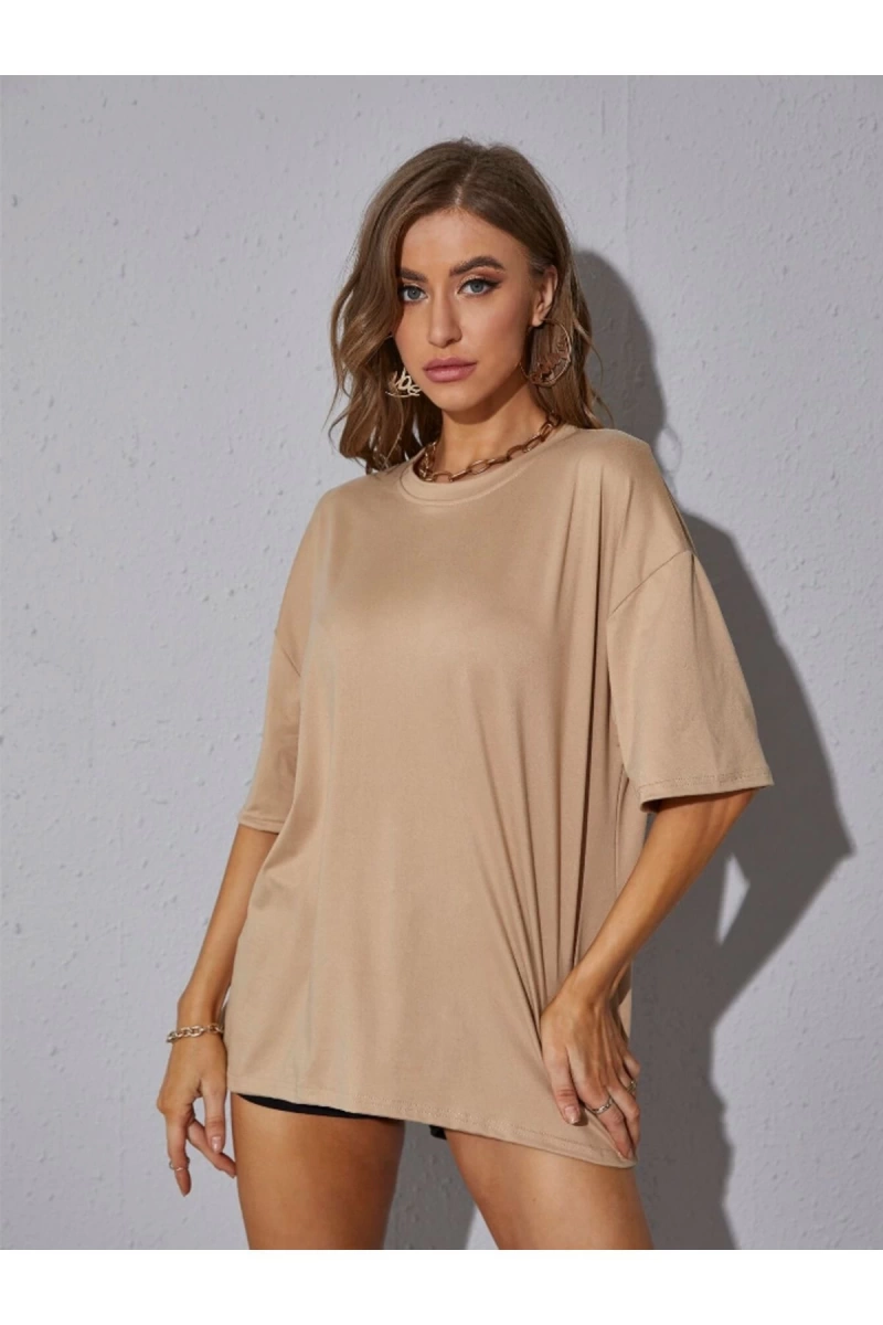 Unisex Kadın/Erkek Düz Renkli Özel Baskılı Oversize Pamuk Penye Bisiklet Yaka T-Shirt