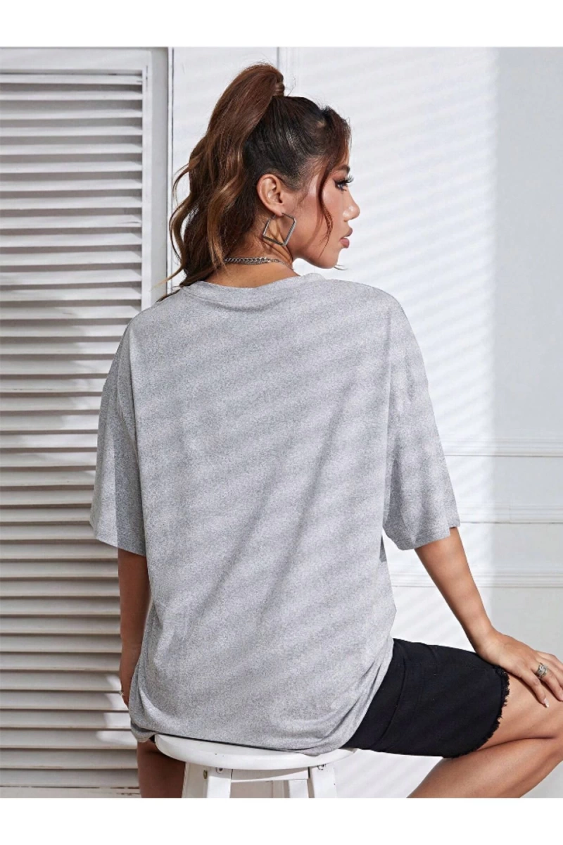 Unisex Kadın/Erkek Düz Renkli Özel Baskılı Oversize Pamuk Penye Bisiklet Yaka T-Shirt