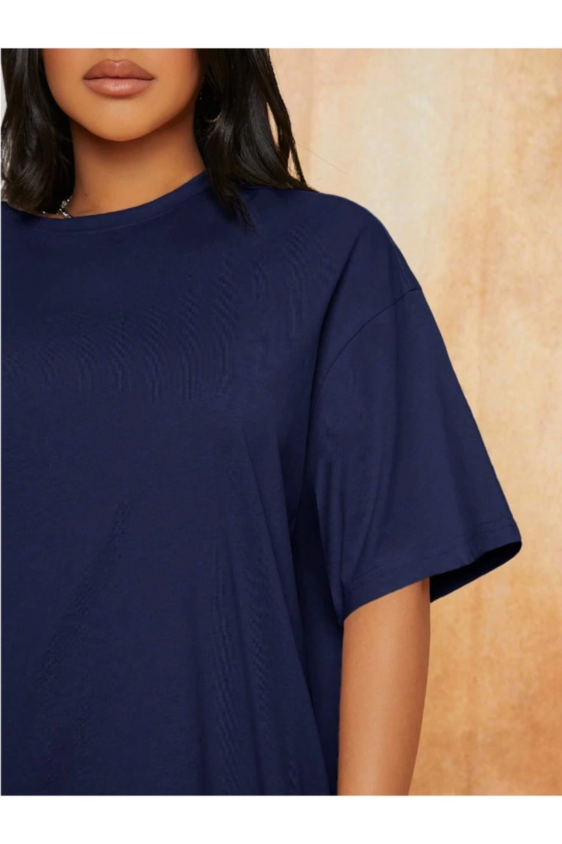 Unisex Kadın/Erkek Düz Renkli Özel Baskılı Oversize Pamuk Penye Bisiklet Yaka T-Shirt