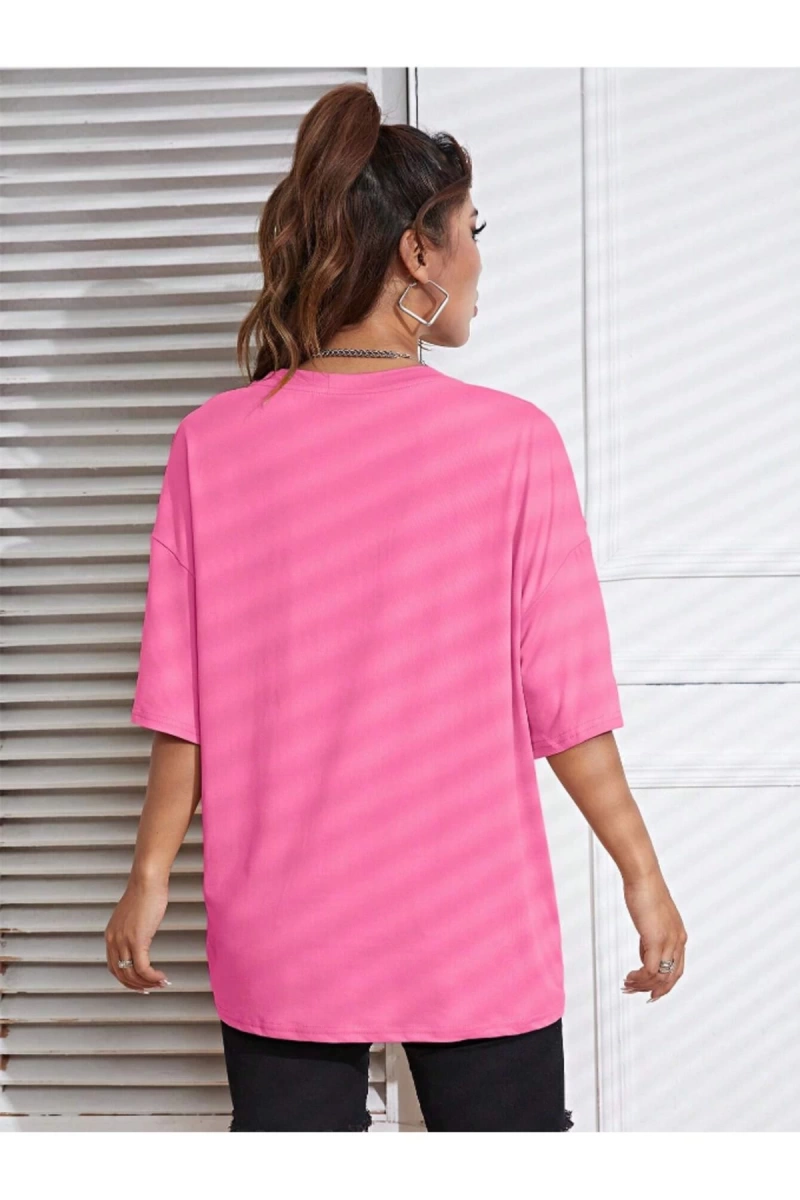 Unisex Kadın/Erkek Düz Renkli Özel Baskılı Oversize Pamuk Penye Bisiklet Yaka T-Shirt