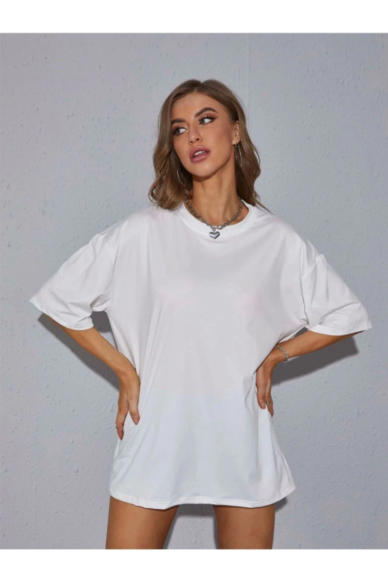 Unisex Kadın/Erkek Düz Renkli Özel Baskılı Oversize Pamuk Penye Bisiklet Yaka T-Shirt