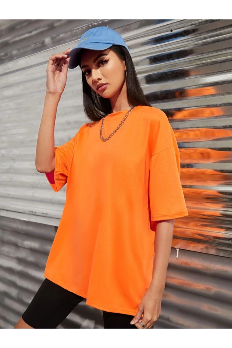 Unisex Kadın/Erkek Düz Renkli Özel Baskılı Oversize Pamuk Penye Bisiklet Yaka T-Shirt