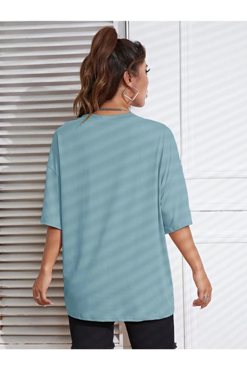 Unisex Kadın/Erkek Düz Renkli Özel Baskılı Oversize Pamuk Penye Bisiklet Yaka T-Shirt
