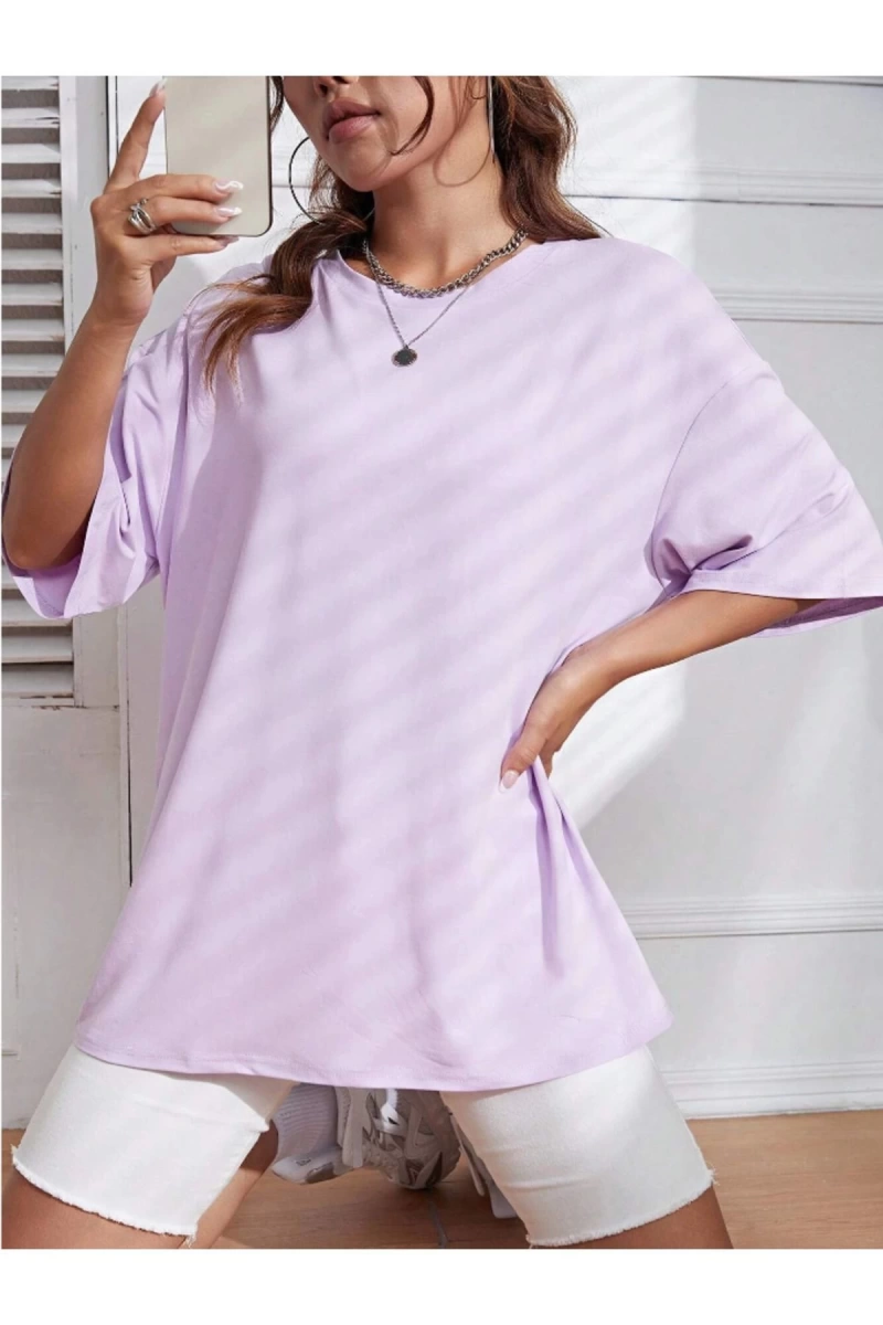 Unisex Kadın/Erkek Düz Renkli Özel Baskılı Oversize Pamuk Penye Bisiklet Yaka T-Shirt