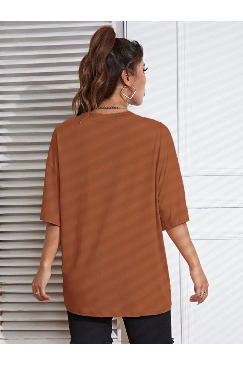 Unisex Kadın/Erkek Düz Renkli Özel Baskılı Oversize Pamuk Penye Bisiklet Yaka T-Shirt