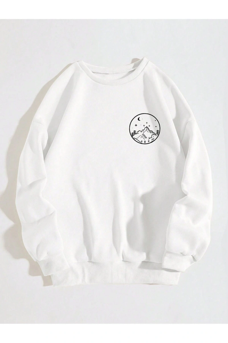 Unisex Kadın/Erkek Grafik Desenli Sweat