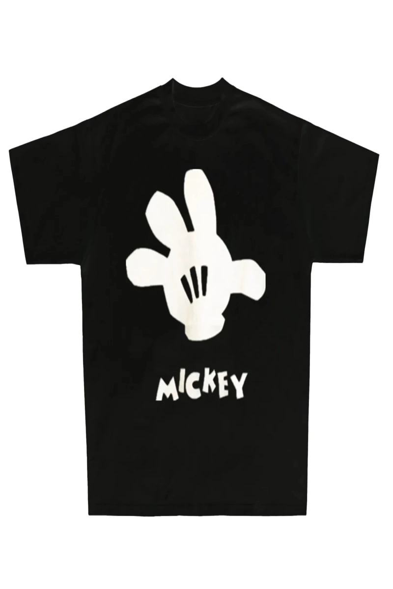 Unisex Kadın Erkek Mickey Mous Özel Baskılı Oversize Pamuk Penye T-shirt Açık gri