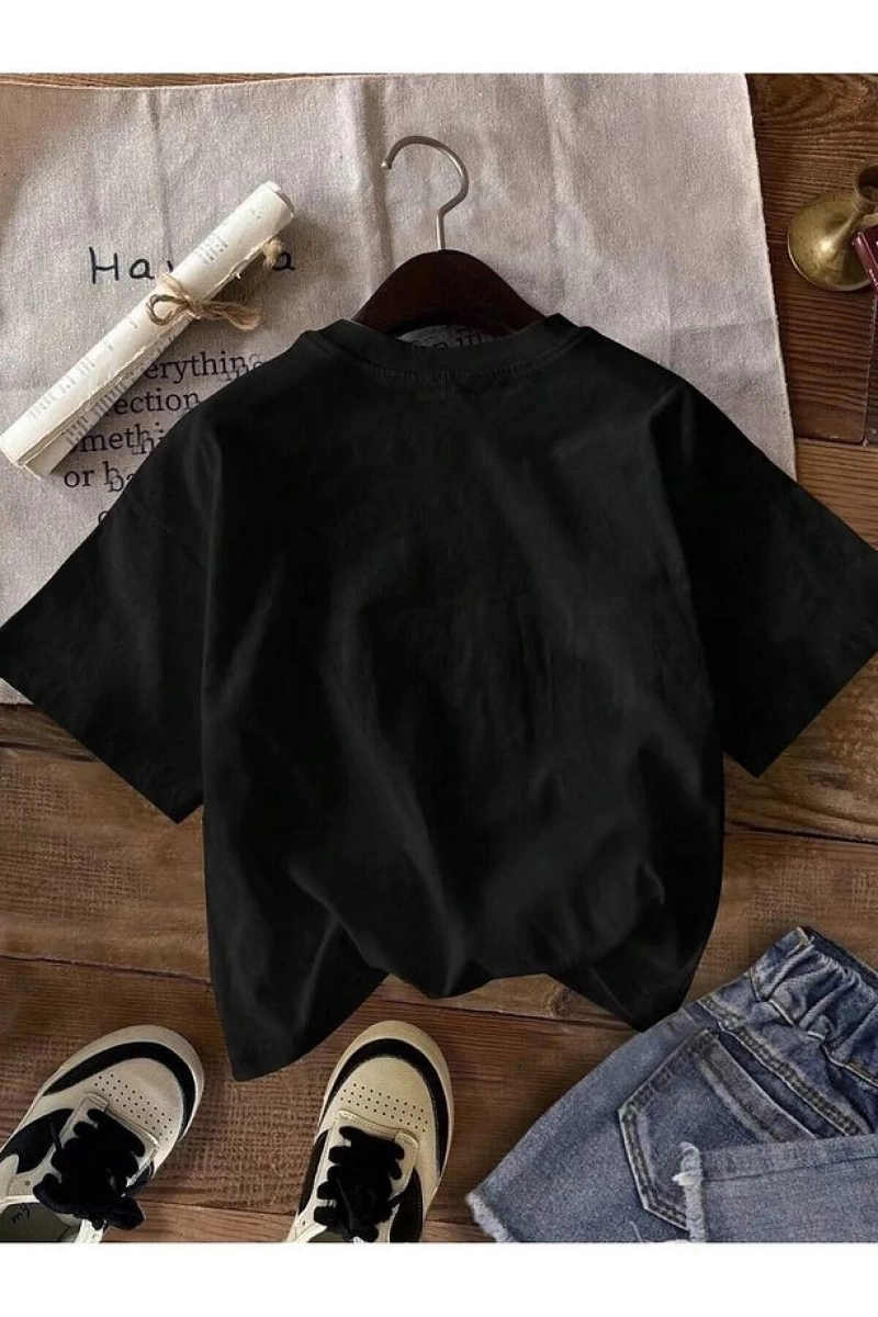 Unisex Kadın Erkek Mickey Mous Özel Baskılı Oversize Pamuk Penye T-shirt Açık gri