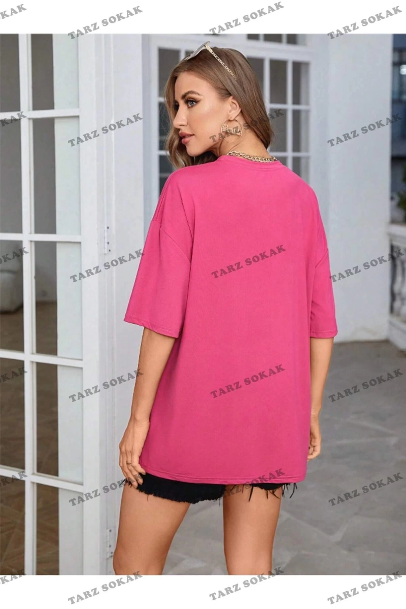 Unisex Kadın/Erkek NASA Renkli Özel Baskılı Oversize Pamuk Penye