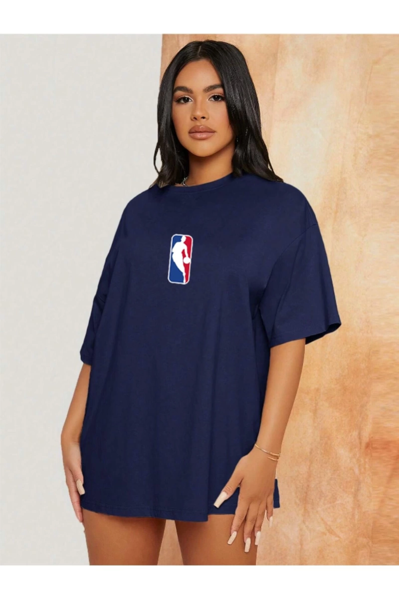 Unisex Kadın/Erkek NBBAA Özel Baskılı Renkli Oversize Penye T-Shirt