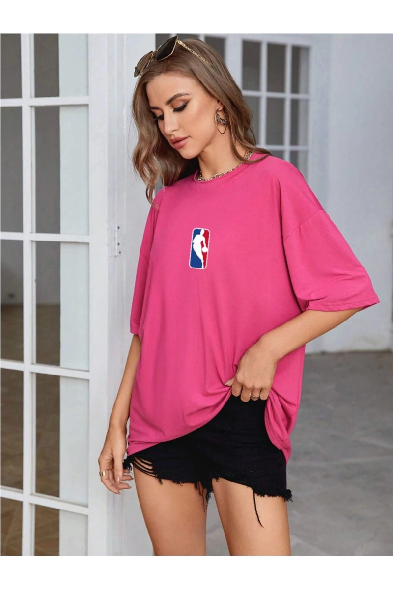 Unisex Kadın/Erkek NBBAA Özel Baskılı Renkli Oversize Penye T-Shirt