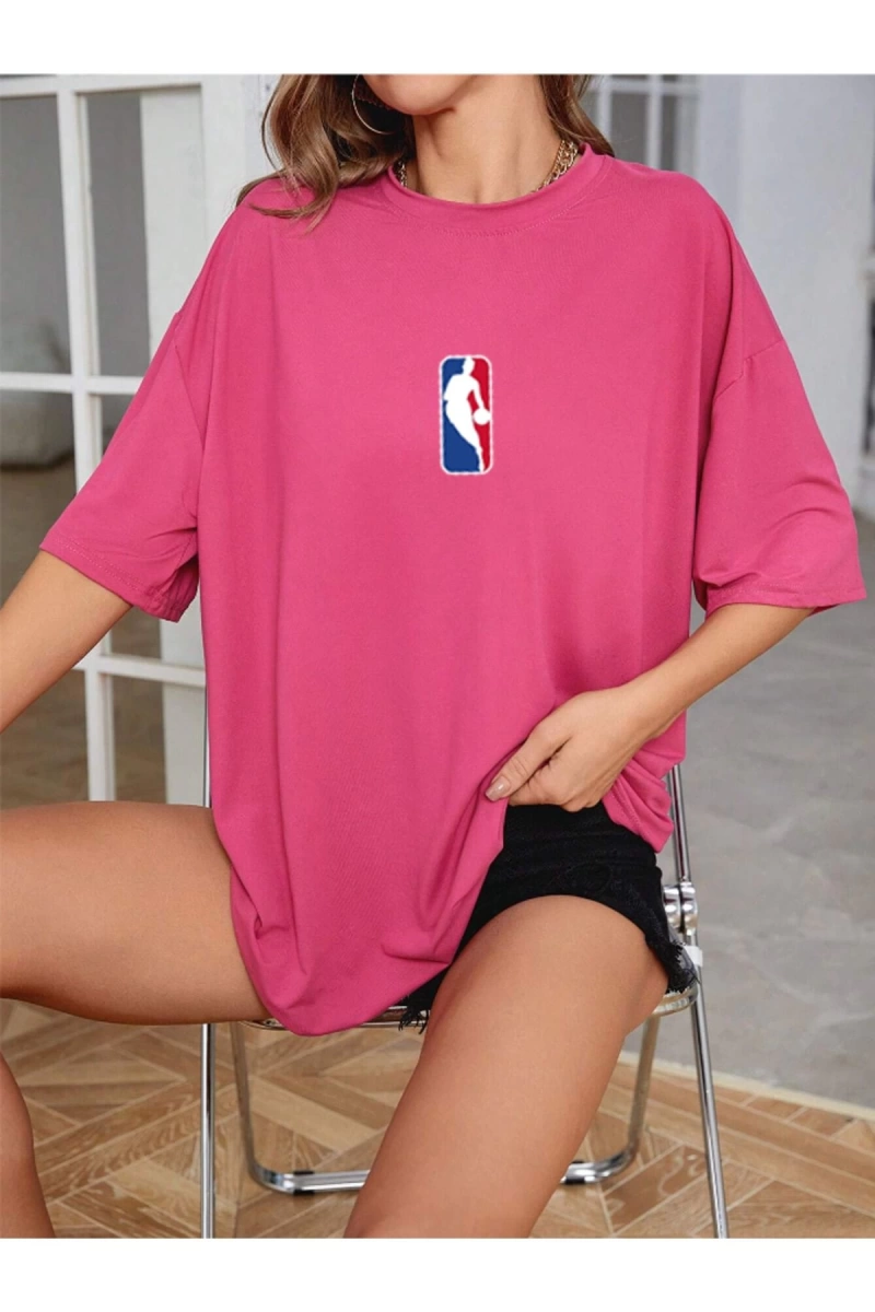 Unisex Kadın/Erkek NBBAA Özel Baskılı Renkli Oversize Penye T-Shirt