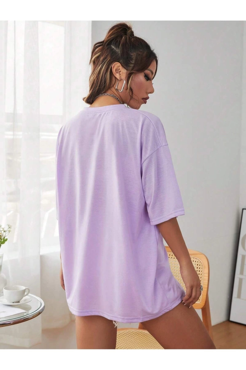 Unisex Kadın/Erkek NEW YORK Özel Baskılı Renkli Oversize Penye T-Shirt