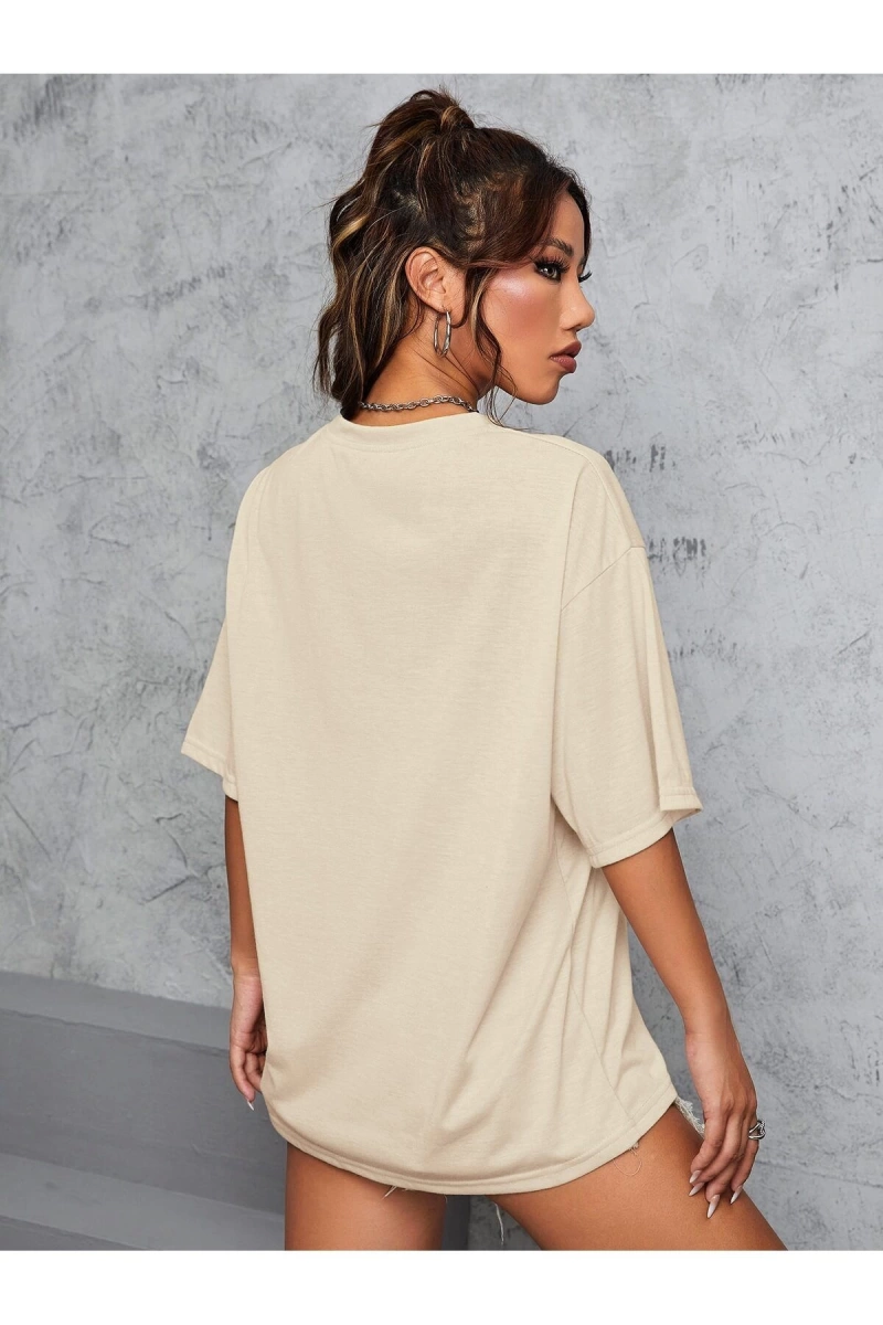 Unisex Kadın/Erkek NEW YORK Özel Baskılı Renkli Oversize Penye T-Shirt