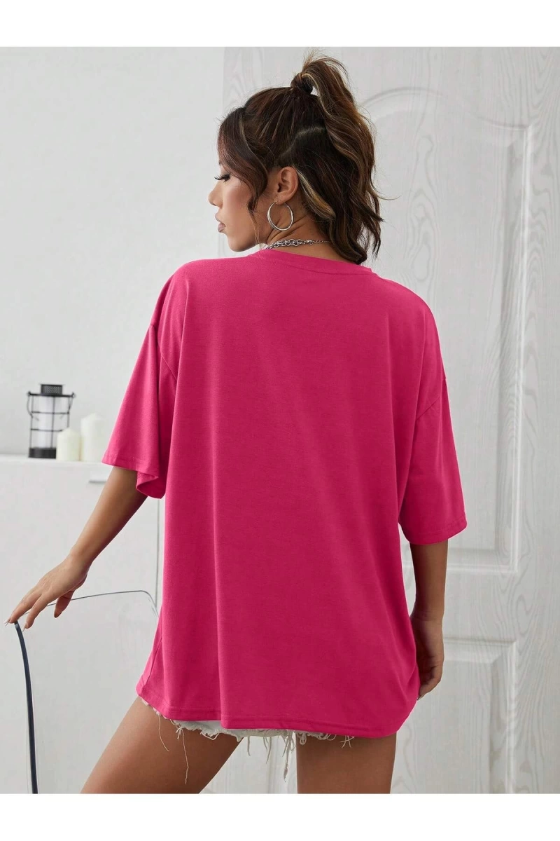 Unisex Kadın/Erkek NEW YORK Özel Baskılı Renkli Oversize Penye T-Shirt