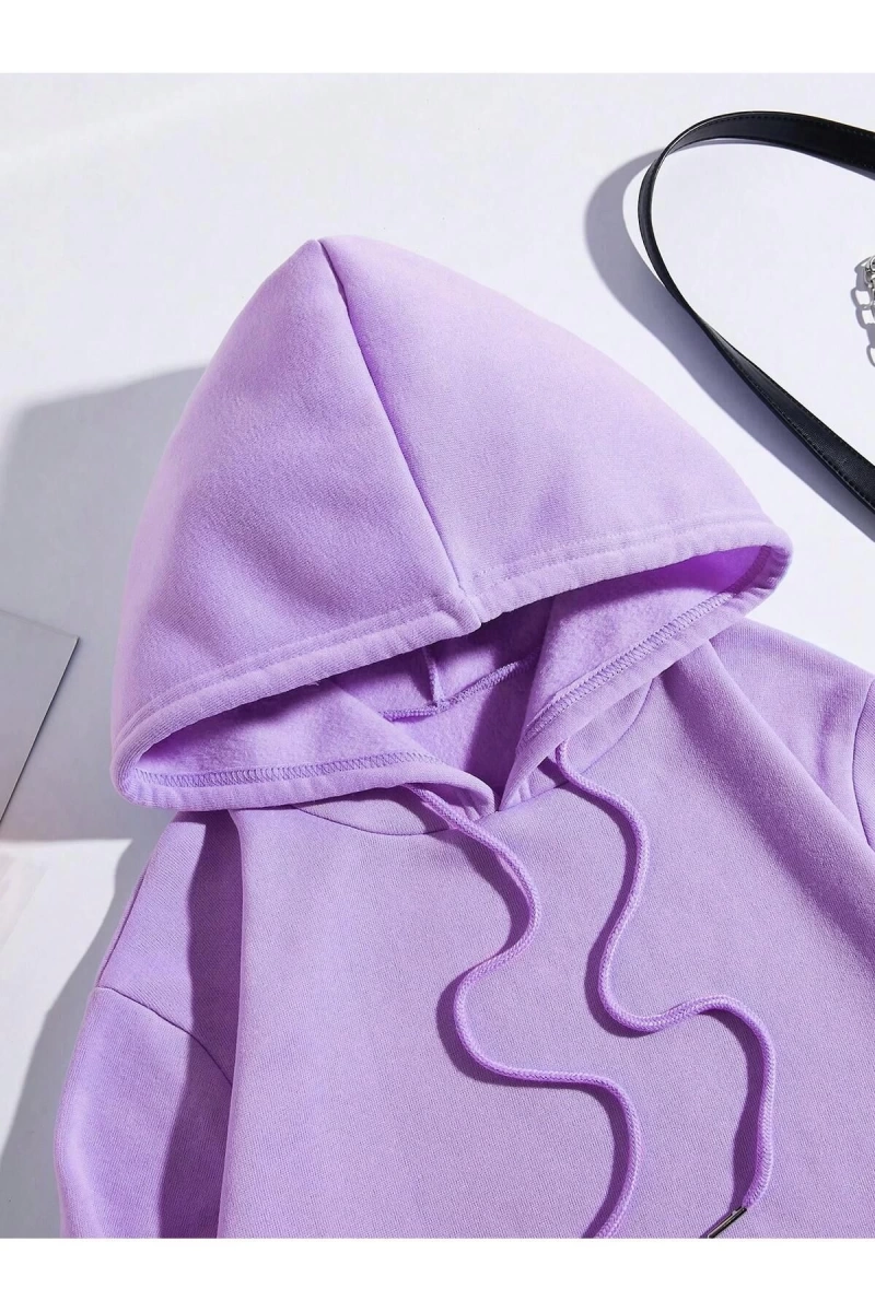 Unisex Kadın/Erkek Slogan ve Kelebek Baskılı Kanguru Cepli İpli Kapşonlu